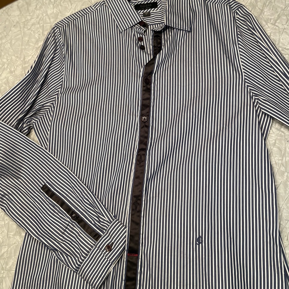 Vintage Guess Formal Button Up Satin Trim